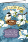 Chickadees nesting in a Dogwood Branch for a First-time Mother’s Day card