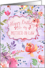 Happy Birthday to Mother-In-Law with Hand-Painted Watercolor Flowers card