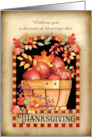 A Harvest of Blessings at Thanksgiving Fall Basket of Apples card