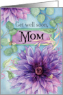 To Mom Get Well Soon with Watercolor Purple Dahlias and Bees card