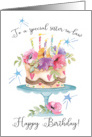 To a Special Sister in law Happy Birthday with Modern Watercolor Cake card