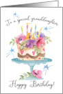 To a Special Granddaughter Happy Birthday with Modern Watercolor Cake card