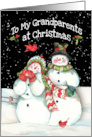 To Grandparents at Christmas with Snowmen Couple and Cardinals card