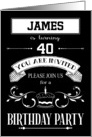 Birthday Invitation for Custom Name and Age Neutral Black and White 40th card