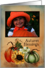 Autumn Blessings Custom Photo with Pumpkins Sunflowers and Berries card