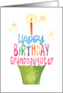 Birthday Granddaughter Cupcake in Writing with Candle and Stars card