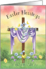 Easter Blessings of the Cross with Colorful Flowers at Sunrise card