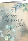 Father’s Day for Dad with green & brown forest background with leaves card