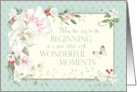 Birthday General Wonderful Moments Rose Floral Green Pink Cream card