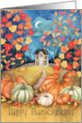 Thanksgiving General Pumpkins Fall Leaves Country Home Moon Stars card