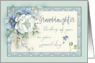 Granddaughter Birthday Thinking of You Blue White Floral Peony & Bees card