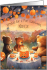 Niece Happy Halloween Teddy Bear Party Jack-o-Lanterns Cheery card