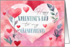 Grandparents Valentine’s Day Watercolor Hearts and Leaves card