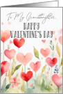 Granddaughter Valentine’s Day Watercolor Hearts and Leaves Happy Vibe card