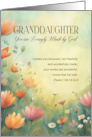 Granddaughter Birthday Lovingly Made by God Flowers with Bible Verse card