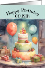 Cousin Birthday Party with Whimsical Cake Balloons Gifts card