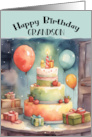 Grandson Birthday Party with Whimsical Cake Balloons Gifts card