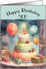 Son Birthday Party with Whimsical Cake Balloons Gifts card