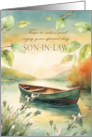 Son in Law Birthday Relax on Special Day Rowboat on Serene Lake card