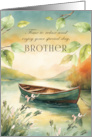 Brother Birthday Relax on Special Day Rowboat on Serene Lake card