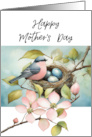 Mother’s Day General Card Bird on Nest and Eggs in Dogwood Blossoms card