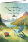 Father’s Day for a Son in Law Peaceful Lake Setting with Chair and BBQ card