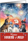 Fourth of July for Anyone with Cute Dogs Celebrating and Fireworks card