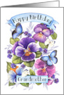 Birthday for Grandmother with Hand Painted Pansies and Butterflies card