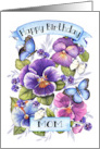 Birthday for Mom with Hand Painted Pansies and Butterflies card