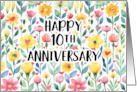 10th Anniversary Bright Floral and Heart Wishes for Happy Years Ahead card