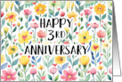 3rd Anniversary Bright Floral and Heart Wishes for Happy Years Ahead card