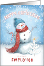 Merry Christmas to Employee with Snowman with Candy Cane card