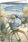 Happy Birthday to Granddaughter Bike and Hydrangeas on Beach card