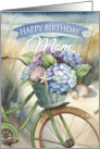 Happy Birthday to Mom Bike and Hydrangeas on Beach card