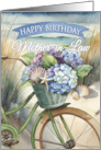 Happy Birthday to Mother-in-Law Bike and Hydrangeas on Beach card