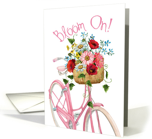 Encouragement to Bloom On with Pink Bike and Flowers card (1363236)