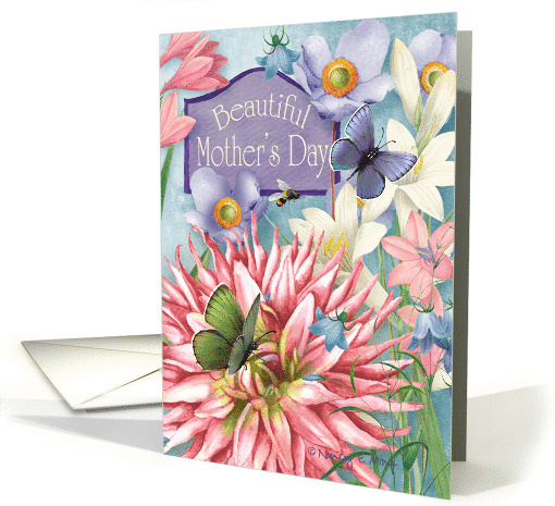 Wildflowers and butterflies, wishes for a beautiful Mother's Day card