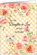 Happy Birthday to Daughter-In-Law with Hand-Painted Watercolor Flowers card