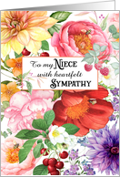 To a Niece Sympathy and Love with hand painted watercolor flowers card