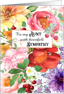 To an Aunt Sympathy and Love with hand painted watercolor flowers card