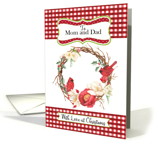 To Mom and Dad Love at Christmas with Check and Cardinals... (1641466)