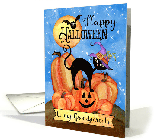 To Grandparents a Happy Halloween with Pumpkins, Cat,... (1641714)