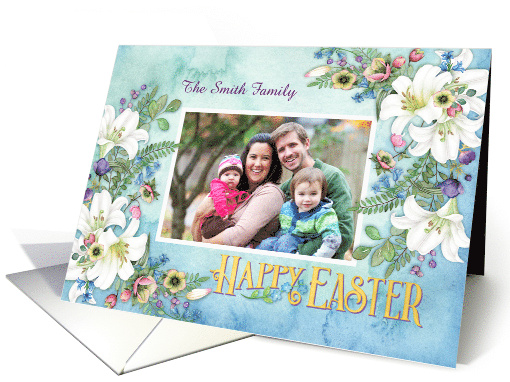 Custom Photo and Name for a Happy Easter with Lilies... (1679340)