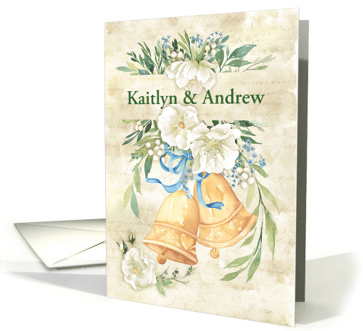 Wedding Personalized with Bells and White Flowers with... (1750754)