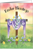 Easter Blessings of the Cross with Colorful Flowers at Sunrise card