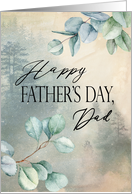 Father’s Day for Dad with green & brown forest background with leaves card