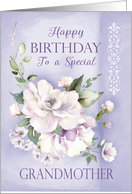 Grandmother Birthday Purple Floral Rose and Greenery Damask Watercolor card