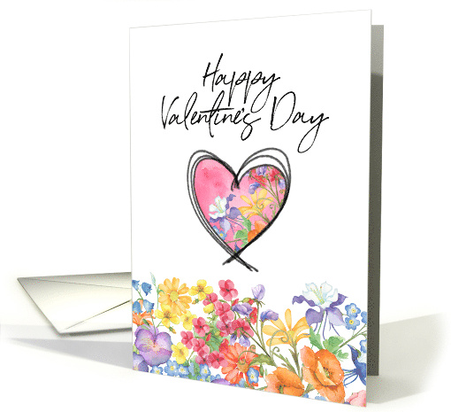 General Valentine Heart and Flowers Colorful Bright card (1786594)