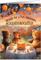 Granddaughter Happy Halloween Teddy Bear Party Jack-o-Lanterns Cheery card