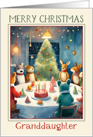 Granddaughter Merry Christmas Stuffed Toys Having a Party card